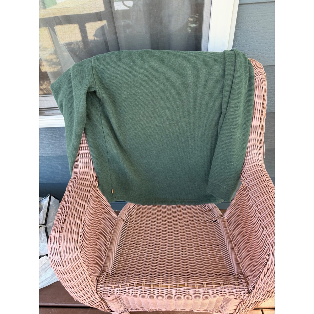 LL Bean Katahdin Iron Works Henley Fleece Lined Waffle Knit Green XLT 298104 - Picture 2 of 8